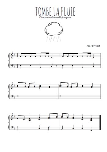 Téléchargez l'arrangement pour piano de la partition de Tombe la pluie en PDF, niveau facile